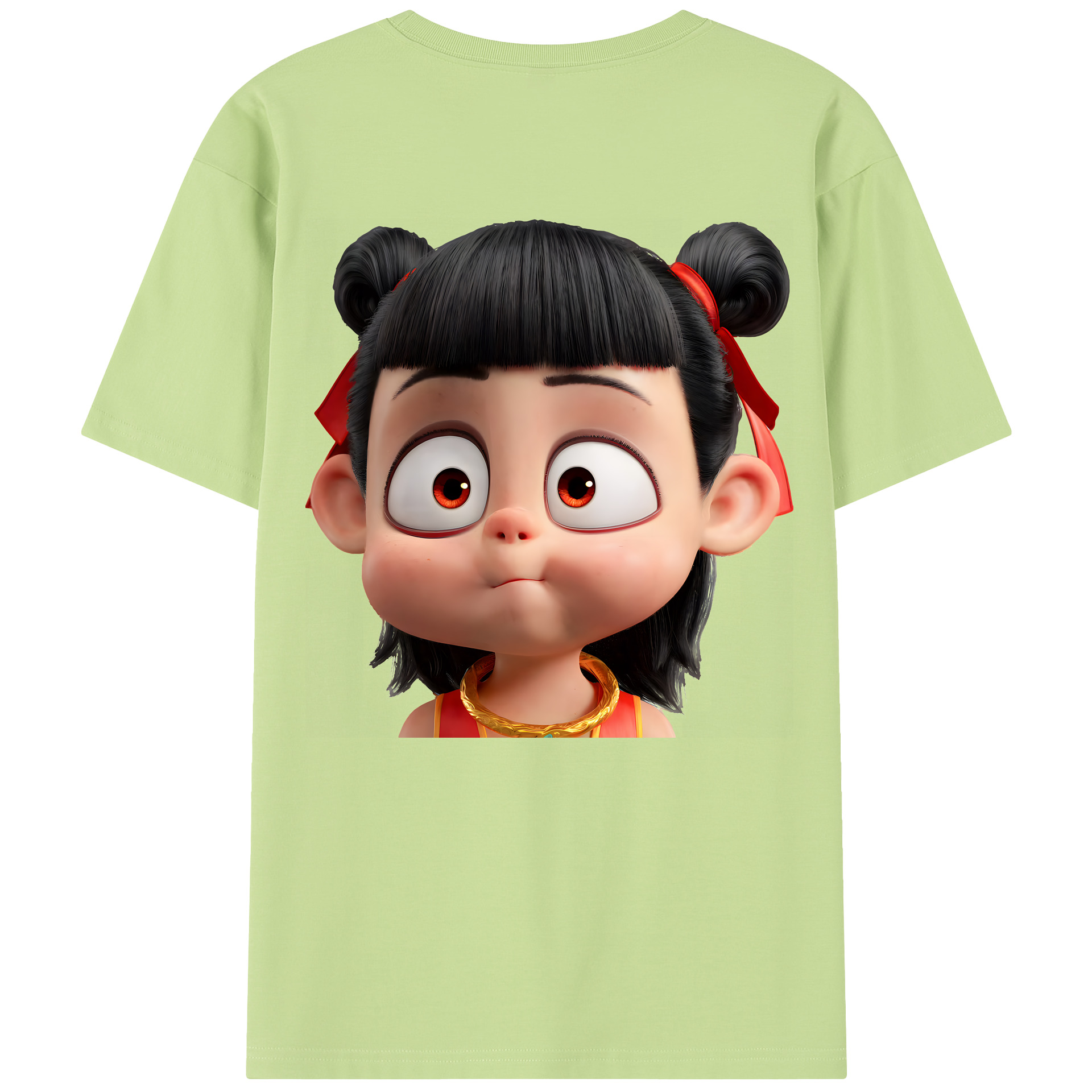 （画像用） Ne Zha 2 ナタ 魔童の大暴れ 綿100％半袖Tシャツ（背面プリント）